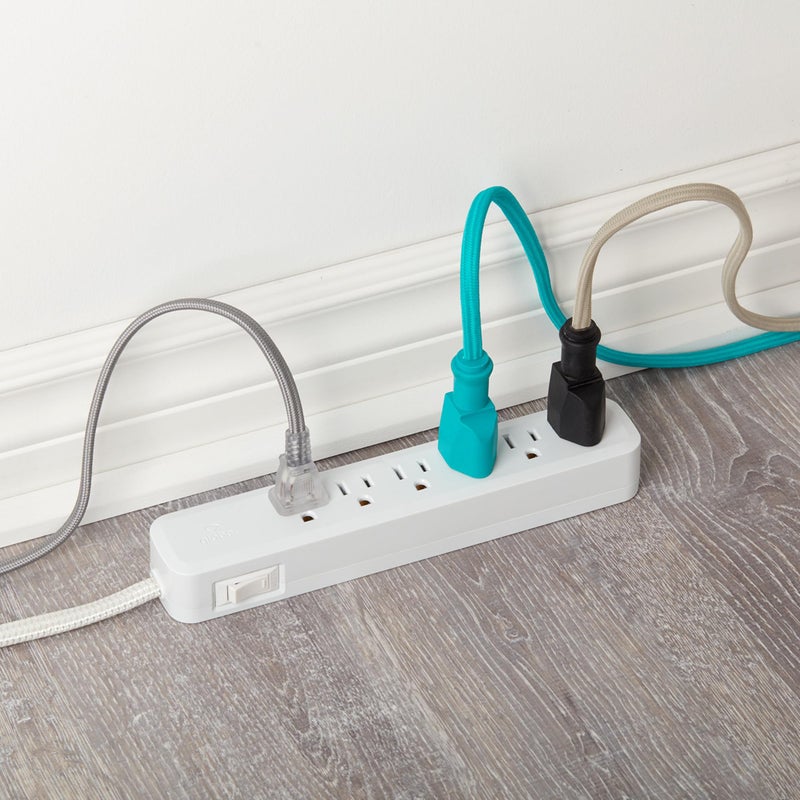 Globe Electric Designer Series 6ft 6-Outlet Power Strip, Circuit Breaker Switch, Right Angle Space Saving Plug, White Finish,78356 - Image 2